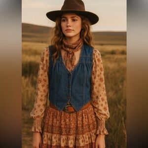 Montgomery Ward Vintage denim Vest, 100%Cotton, snaps closure, size M/L